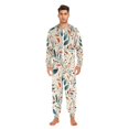 thumbnail image 3 of FORMRS Onesies Pajama for Adults Unisex Hoodie Winter Jumpsuit One Piece Sleepwear, Sizes S-2XL, Beige Whimsical Leaves, 3 of 7