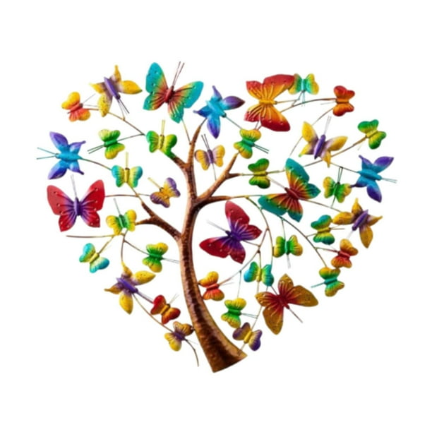 Arte de pared de Metal, decoración de pared, hierro en forma de corazón, de la vida, arte de pared, mariposa colgante para dormitorio, cocina,