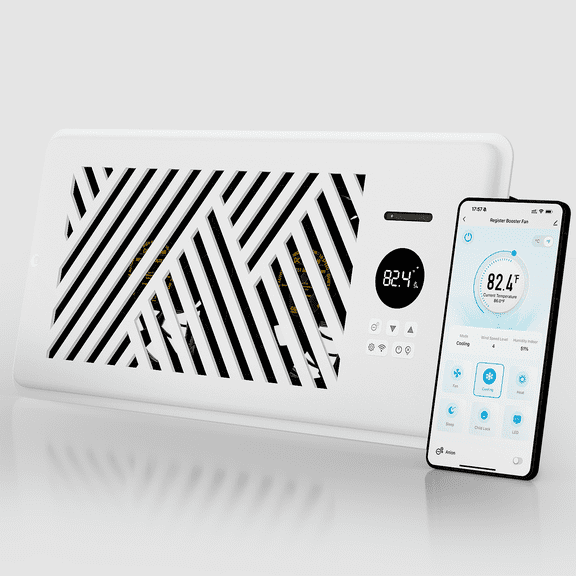 PChero Quiet Register Booster Fan for 4” x 10” Register Holes, Vent Fan Booster with App Control 10-Speed Smart Thermostat, Improves AC & Heating/Cooling Air ,White