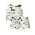 thumbnail image 3 of OUSITAID 2Pcs Newborn Baby Boy Dinosaur Summer Clothes Ribbed Tank T-shirt Shorts Set Outfits 0-24 Months, 3 of 7