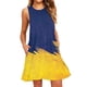 thumbnail image 1 of ICHUANYI Clearance Women's Casual Printed Pocket Sleeveless Round Neck Dress(Navy, M) ICHUANYI WER2023081015921, 1 of 3