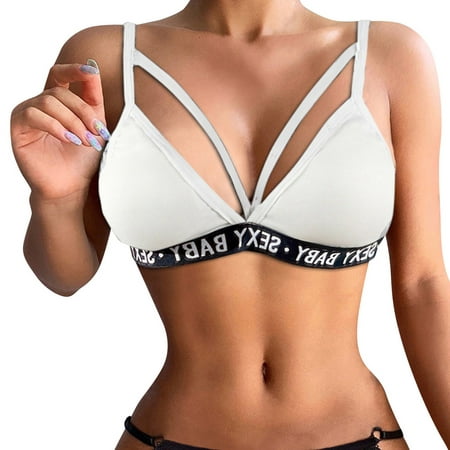 

Women Exotic Lingerie Bra Tops Letter V Neck Double Layered Crop Top Couples Spring Summer Casual Club Party Vacation Sleepwear Nightwear Gifts To Lovers