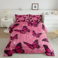 thumbnail image 2 of Feelyou Romantic Butterfly Animal Bedding Comforter Set, Pink Bling Stars Twin Comforter Sets, Modern Fashion Style Reversible Bedding Set, Lightweight Room Decor, 2 Pieces, 2 of 8