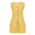 thumbnail image 6 of Oplxuo Women's 2 Piece Outfits Dressy V Neck Blazer Vest Tank Tops Shorts Sets Matching Summer Office Work Suits, 6 of 7