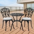 thumbnail image 6 of Withniture Patio Bistro Set 3 Piece Outdoor, All Weather Bistro Table and Chairs Set of 2 with Umbrella Hole Black, 6 of 10