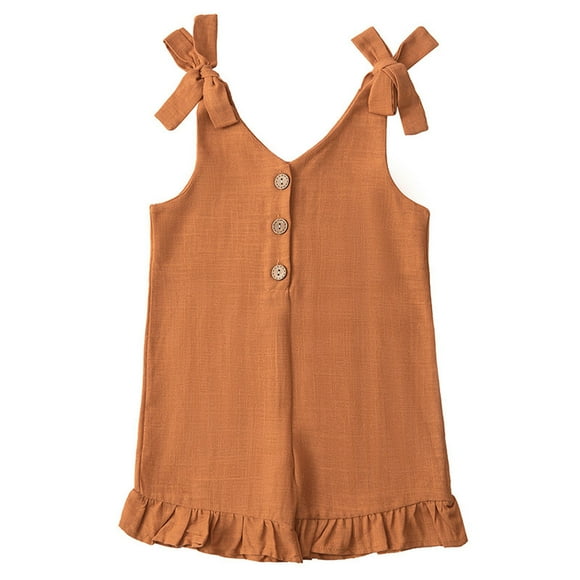 Plebaso Combinaison Décontractée Sans Manches pour Filles, Bretelles Spaghetti, Short une Pièce Uni avec Poches, Vêtements d'Été pour Bébé