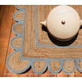 thumbnail image 2 of Scalloped Jute Rug, Light Blue Jute Scallop Boho Decor Handmade Rug, Customize in any Size & Shape, Eco Friendly Vintage Large Area Rug, 2 of 5