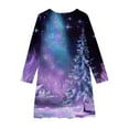 thumbnail image 4 of SuTry Girls Christmas Printed Long Sleeve Twirly Skater School Recital Dress Long Sleeve Round Neck Dress for Kids 4-15 Years(Multicolor#2,14-15 Years), 4 of 5