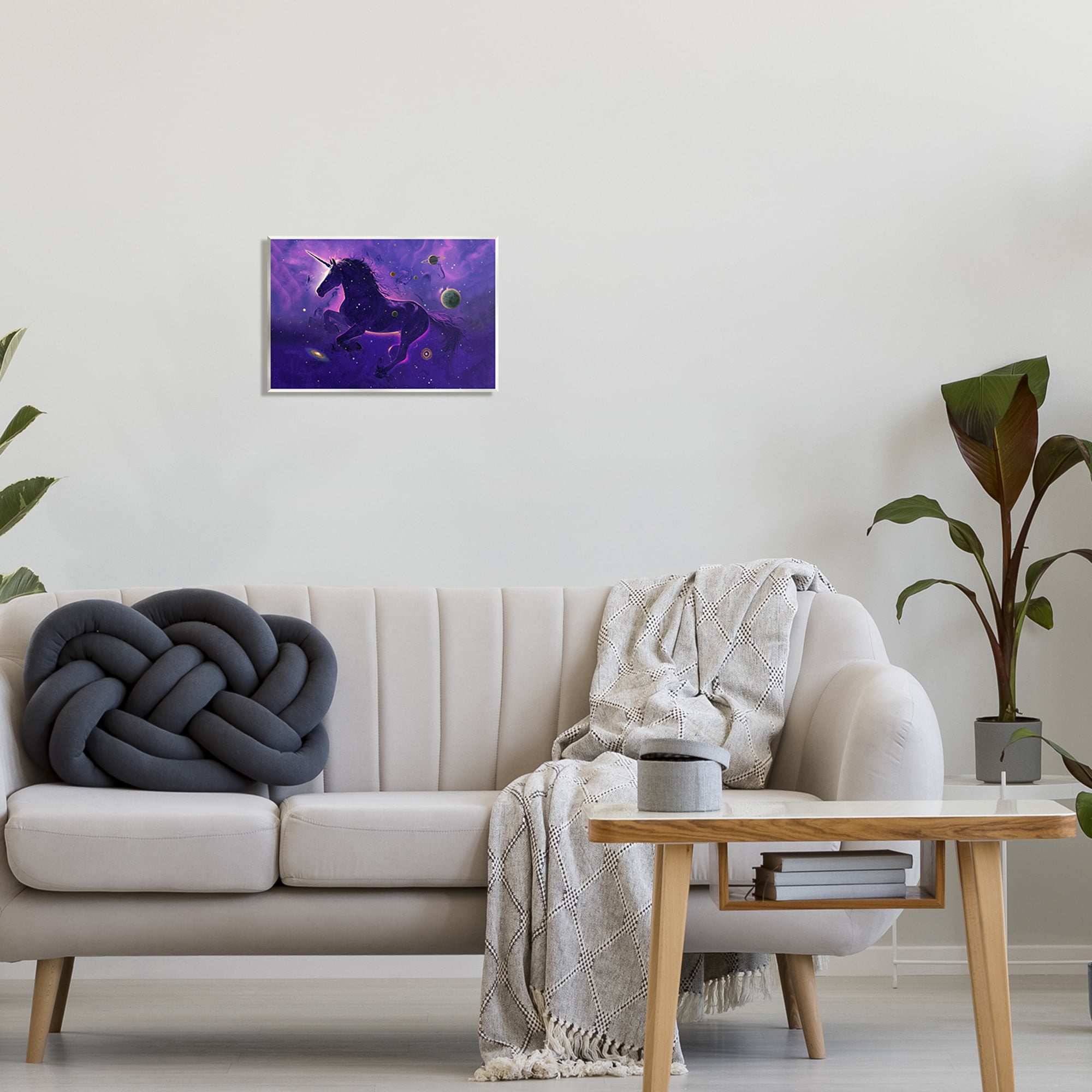 Stupell Industries Purple Unicorn Nebula Fairy Tales & Fantasy Painting Unframed Art Print Wall Art, 15 x 10