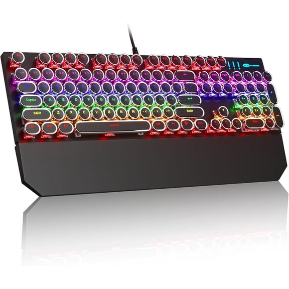 MageGee Retro Typewriter Mechanical Keyboard, 104 Keys RGB Wired Keyboard with Blue Switches for PC & Mac