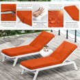 thumbnail image 2 of Pakunoda Chaise Lounge Cushions Set of 2, 72" x 21" x 4" Outdoor High-Density Foam Patio Furniture Lounger Replacement Cushions with Zipper Ties Water-Resistant for Pool, Orange, 2 of 7