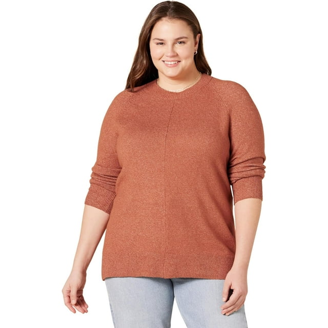 walmart Essentials Chandail à Col Rond à Manches Longues pour Femmes, Coupe Classique, Toucher Doux