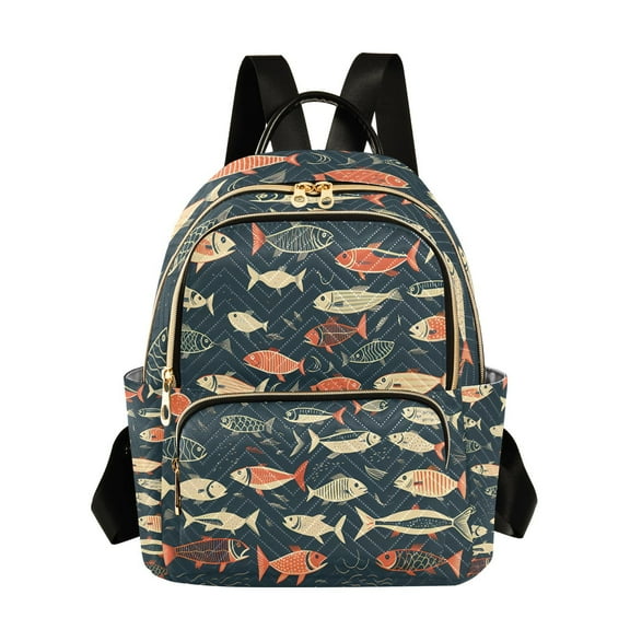 Fish Cartoon Travel Laptop Backpack Casual Daypack Lightweight Bookbag Compartment for Business