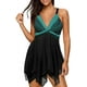 thumbnail image 1 of Traje de baño tankini de dos piezas con estampado de malla y control de abdomen para mujer, 1 of 7