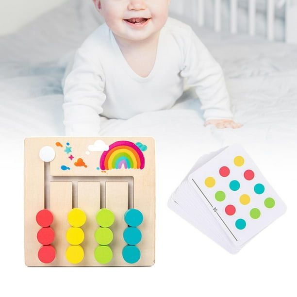 Montessori Toys Slide Puzzle Juegos de mesa para niños de la familia Juguetes de madera Juego de de combinación de colores Juguetes educativos , 4 colores CUTICAT rompecabezas de diapositivas montessori