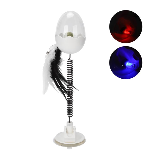 ABS LED Éclairage Swing Printemps Plume Fuite Nourriture Animal de Compagnie Coloré Flash Ball avec CatmintWhite