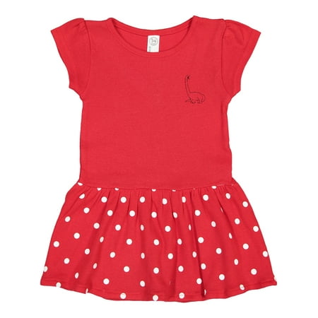 

Inktastic Pocket Dino Roaring Brontosaurus Gift Toddler Girl Dress