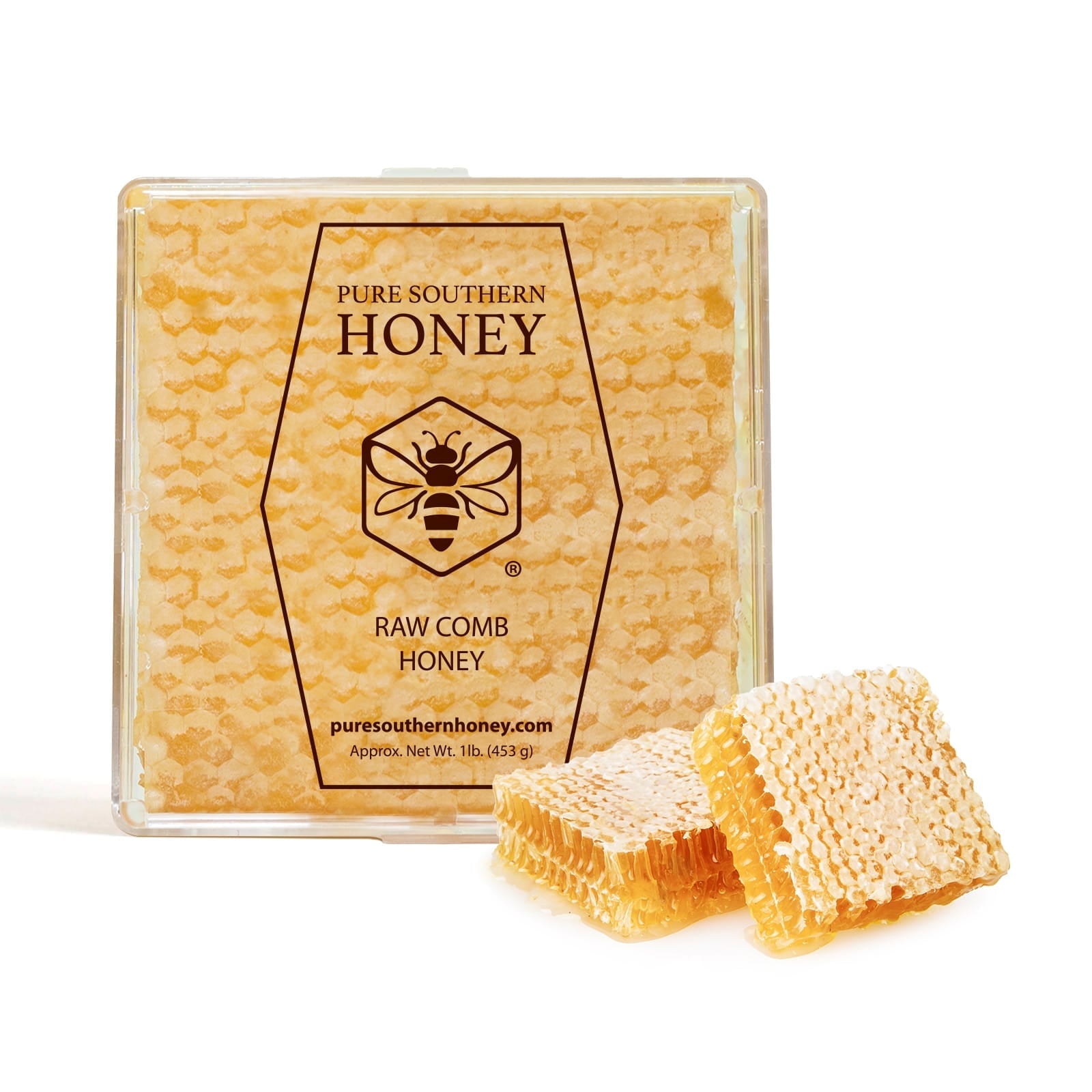 100% Authentic, USA - Made Raw Edible Honeycomb Approx. 14 oz. – Pure Southern Honey – Gourmet - Unheated - Non - GMO, No Additives, All - Natural Sweetener