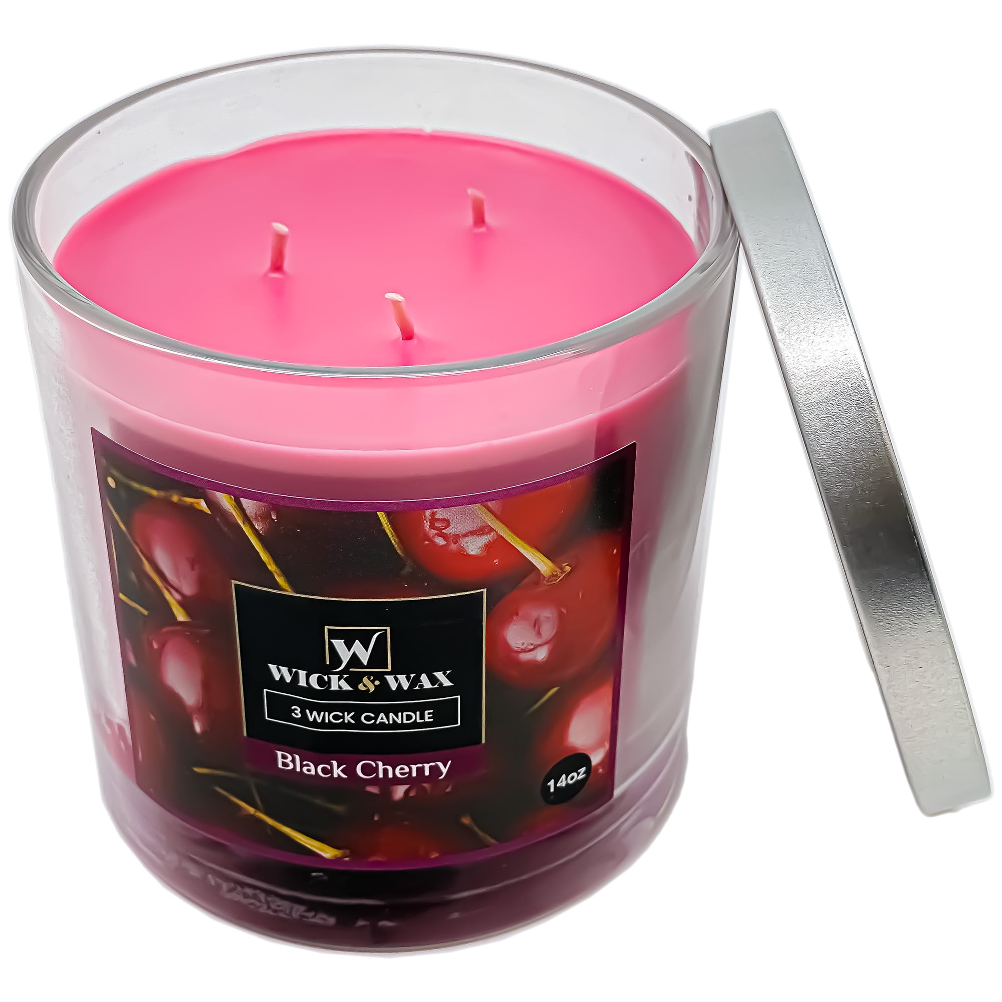 VeZee's 3 Wick 14 oz Black Cherry Scented Jar Candles by Wick & Wax, Lift your spirits with the refreshing, pleasant fragrance:2 Jars
