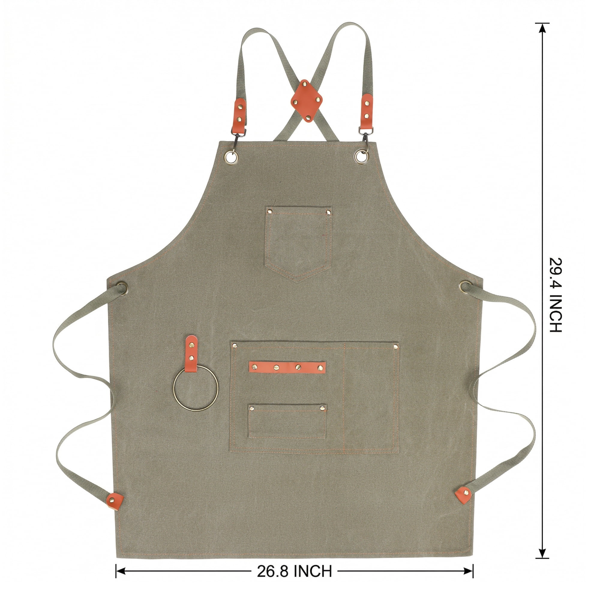 Unique Bargains Adjustable Cooking Apron with Pockets for Home and Kitchen Gray-Green
