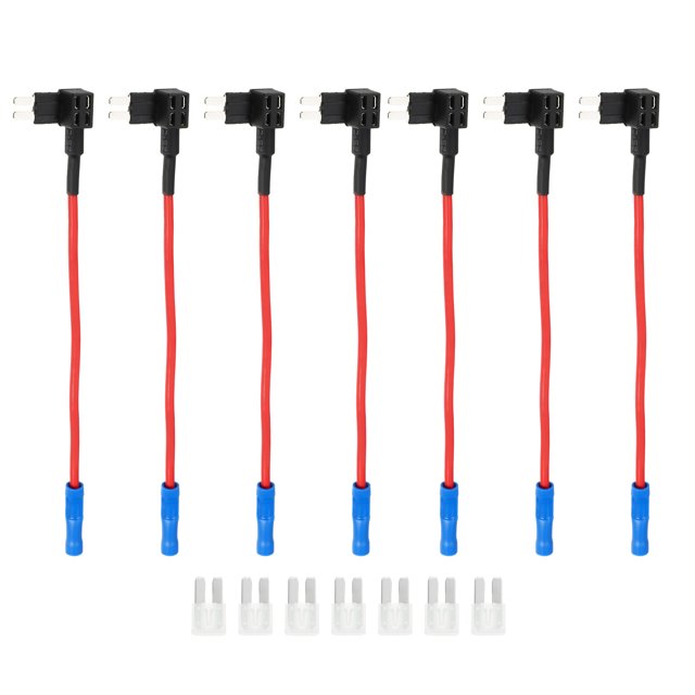 Unique Bargains 1 Set Universal 7pcs Car Fuse Tap Adapter 12V with 7pcs 25A Micro 2 APT APR Blade Type Fuse