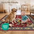 thumbnail image 4 of ODIKA 2'x3' Ultra-Soft Accent Mat, Vintage Web Traditional Carpect Deepburgundy Pink Maroon Japanese None Washable, Bare feet friendly, Easy Care Indoor rug for Bedside, Footrest, 4 of 7