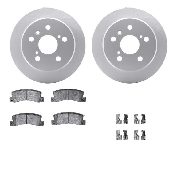 Dynamic Friction Company Rear Geospec Brake Rotors with 5000 Advanced Brake Pads includes Hardware 4512-76104