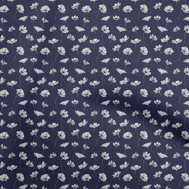 oneOone Velvet Navy Blue Fabric Floral Sewing Craft Projects Fabric Prints By Yard 58 Inch Wide