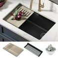 thumbnail image 2 of KRAUS Bellucci 30” in. Undermount Workstation Granite Kitchen Sink in Metallic Black with Accessories, 2 of 7