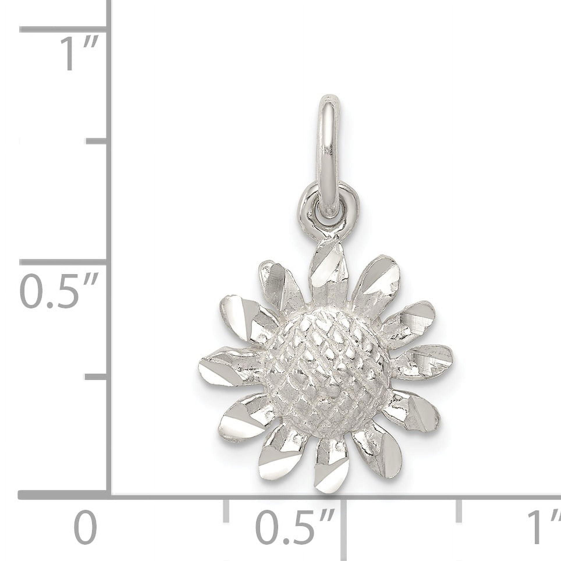 925 Sterling Silver Solid Polished Floral Charm Pendant Necklace Measures 21x14mm Wide - Bead Charm for Women
