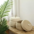 thumbnail image 3 of Sea Team Round Cotton Rope Storage Basket with Lid, Decorative Woven Storage Bin, Pot, Caddy, Organizer, Container for Snacks, Towels, Plants, 10 x 7.5 Inches (Small, Cream), 3 of 7