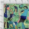 thumbnail image 2 of oneOone Polyester Spandex Sea Green Fabric Abstract Comic Face Dress Material Fabric Print Fabric By The Yard 56 Inch Wide, 2 of 6