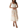 thumbnail image 3 of Cenuakty Women Sling Dress, Sleeveless Low-cut Tie-up Flower Print Summer Long Dress for Cocktail Party, 3 of 9