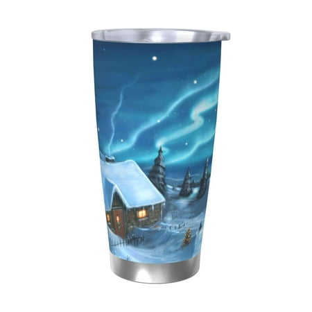 

Bingfone Mountain Cottage In Snow for 20 Oz Stainless Steel Travel Mug Double Wall Water Coffee Cup for Home Office Outdoor Works Great for Ice Drinks and Hot Beverage-Without Straw