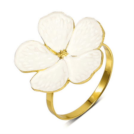

Napkin Rings Set of 6 Napkin Rings Holders White Flowers Napkin Buckles Elegant Napkin Holders for Dinner Table