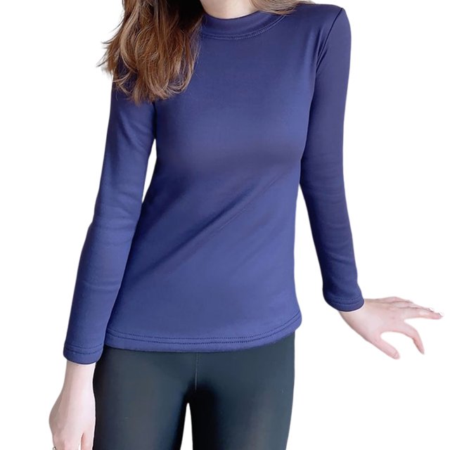 Qarigey Camisa térmica, ropa de abrigo, suministros para mujeres, Top lavable, lencería larga, ropa interior de invierno ajustada gruesa y Ropa interior Azul oscuro XXL