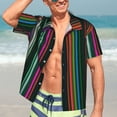 thumbnail image 7 of Susaid Colorful Stripes Print Short Sleeve Shirts Button Down Casual Shirts Summer Beach Aloha Button Down Short Sleeve for Men ,Small, 7 of 7