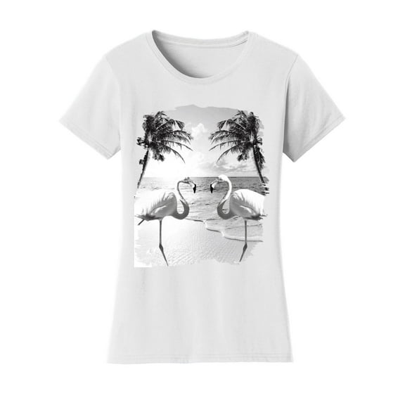 Gravity Trading Womens Colorful Flamingo Palm Tree Solar Changing Short-Sleeve T-Shirt, White 3X-Large