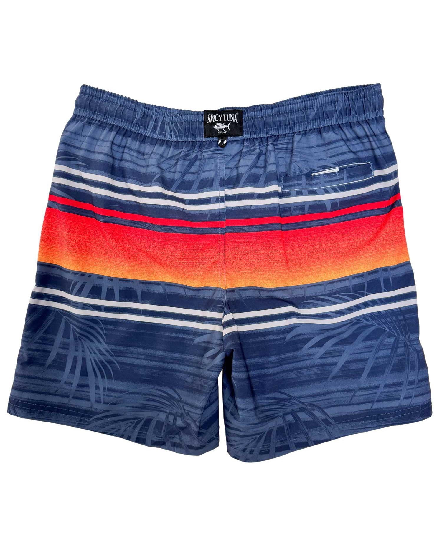 Mens Swimming Trunks Lounge Boxer Shorts Elastic Boxers Swimwear 4 Ways Stretch 17 Inch Outseam, Black/Orange 4W 17 Outseam, Size: 2X, Spicy Tuna