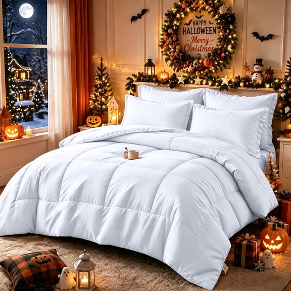2pcs Twin Quilt Set, halloween home decor Suitable For All Seasons Solid-colored Version