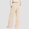 thumbnail image 5 of QUNYINEY Casual Baggy Cargo Pants Women Palazzo Wide Leg High Waisted Beige Slacks Lounge Loose Fit with Pockets Elastic Waist Drawstring Womens Trouser Pants, 5 of 7