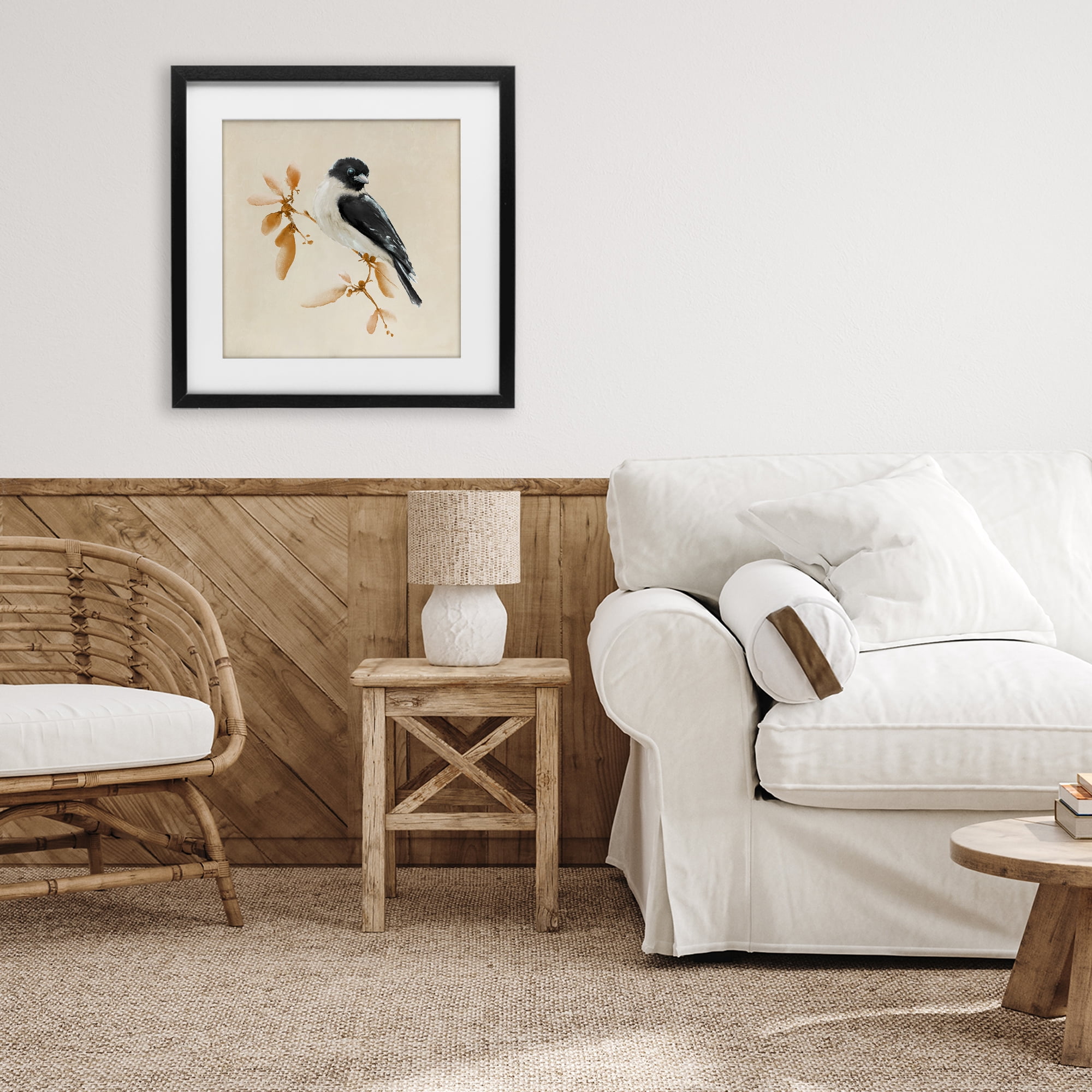 Stupell Industries Subtle Watercolor Chickadee Black Framed Print Under Glass, design by Diannart