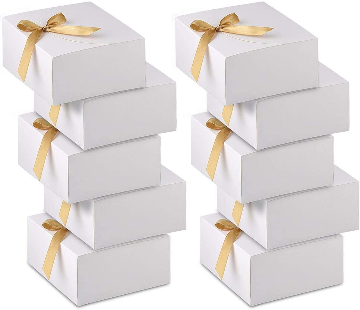 Gift Boxes with Lids, 10 Pack 8x8x4inch Kraft Paper Gift Wrap Boxes for