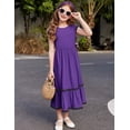 thumbnail image 3 of Arshiner Girls Summer Maxi Dresses Short Sleeve Casual Flowy Tiered A-Line Dress with Pockets, 3 of 7