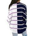 thumbnail image 2 of Color Block Patchwork Striped Print Women Oversize Loose Knit Sweater Pullover, 2 of 2