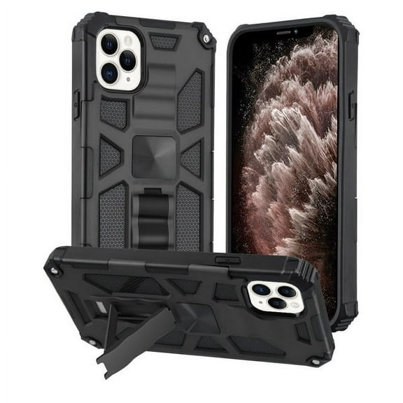 Apple iPhone 11 PRO MAX Phone Case Hybrid Impact Armor Military Grade Heavy Duty with Kickstand Protective Rugged TPU Shockproof Dual Layer Hard PC   Silicone Cover [BLACK] for Apple iPhone 11 Pro Max