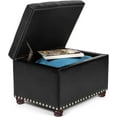 thumbnail image 5 of 24'' Leather Storage Ottoman Rectangular Foot Rest Stool with Nailhead Trim Toy Chests & Storage Room Organizer for Bedroom Living Room(Black), 5 of 13