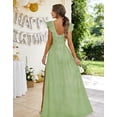 Long Side Ruffled Dress Women's V‑Neck Ruffle‑Sleeve Chiffon Bridesmaid Gown, Long Formal ...