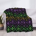 thumbnail image 3 of Honeii Mardi Gra Geometric print throw blanket, crafted from cozy cotton flannel, offers versatile home decor as a bedding suitable for all seasons.-60"x50", 3 of 6