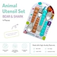 thumbnail image 4 of Melii spoon & fork set for baby & toddler, 4-piece stainless steel & plastic utensil set, 12+ months, bear & shark, 4 of 6